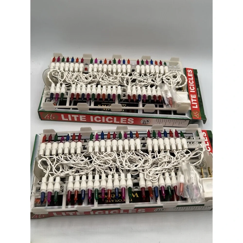 Vintage Holiday Lite 45‎ Lite Icicles Multicolored Lights Lot Of 2
